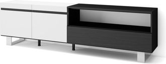 Skraut Home Skraut Home - Mueble Tv, Televisi&oacute;n, Muebles De Sal&oacute;n, Almacenaje, 200x57x35cm, Para Tv Hasta 80, Dise&ntilde;o Industrial, Estilo Moderno, Blanco Y Negro