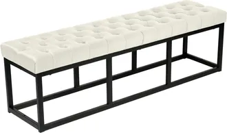 Clp Banco con patas de metal y asiento en Terciopelo Crema