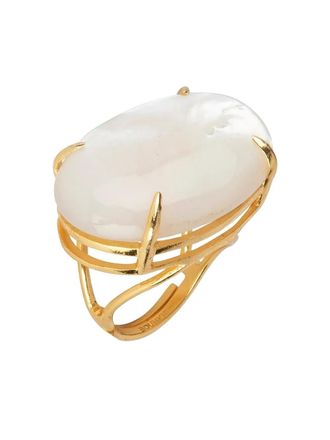 Bounkit Pearl Barbara ring - women - Mother of Pearl/14K Gold Plated Metal - 7