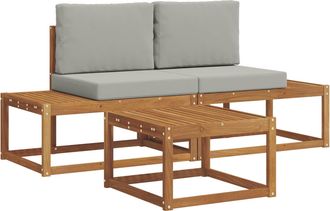 vidaXL Conjunto De Sof&aacute;s De Exterior 3 Uds. Natural Vidaxl