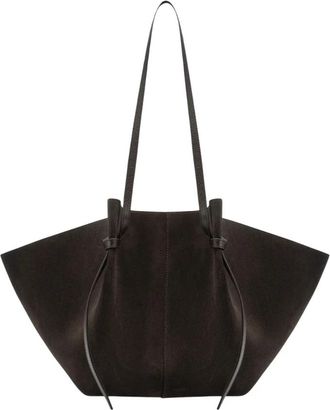 Yuzefi Grote Mochi Schoudertas - Dames - Schoudertassen - Grijs - ONE Size - Leer - Tassen