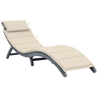 vidaXL Tumbona Con Coj&iacute;n Madera Maciza De Acacia Gris Vidaxl