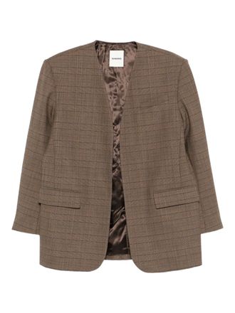 Sandro checked-pattern blazer - women - Polyester/Wool/Viscose/Elastane/Viscose/Cotton - 2 - Brown