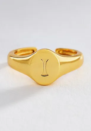 Luv AJ Initial Oval Signet Ring