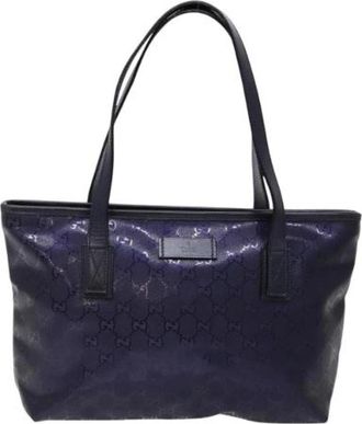 Gucci Pre-owned Vintage Canvas Tote Bag - Dames - Vintage Shopper - Blauw - ONE Size - Vintage