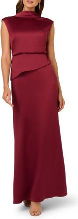 Adrianna Papell Popover Satin Crepe Gown in Crimson Haze at Nordstrom, Size 12