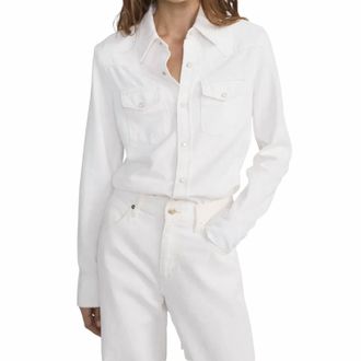 Frame Denim Classic Denim Shirt In White
