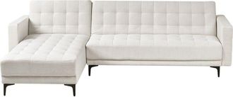 Beliani Sof&aacute; Cama Modular En Forma De L Esquinero Tapizado En Tela Con Capiton&eacute; Blanco Crema Derecho Aberdeen