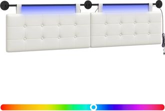 vidaXL Cabecero Colgante Con Luz Led Blanco Cuero Sint&eacute;tico Vidaxl