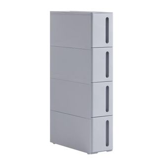Songmics Carrito estrecho con ruedas y 4 cajones de pl&aacute;stico de color gris