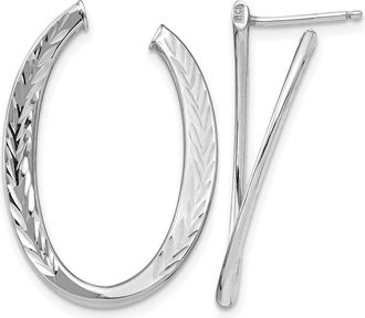 Diamond2Deal 14K White Gold Polished Diamond Cut Hoop Earrings