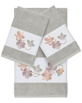 Linum Home Textiles 100% Turkish Cotton Caroline 3Pc Embellished Towel Set