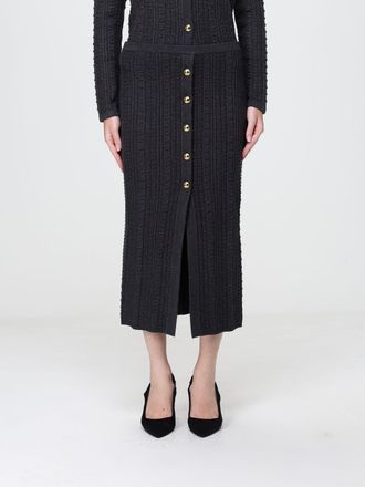 Twinset Ribbed-Knit Midi Pencil Skirt with Front Slit and Buttons