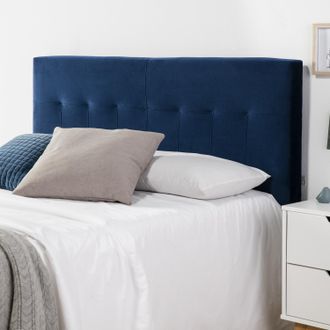 Marckonfort Cabecero Tapizado Praga 140x100 Cm Azul Para Cama 135. Terciopelo. Patas De Madera. Herrajes Incluidos