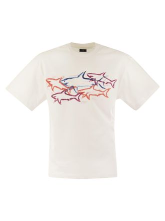 Paul & Shark Paul & Shark Cotton T Shirt With Shark Print