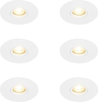 QAZQA Set of 6 Modern Recessed Spotlight White 12 cm - Buco