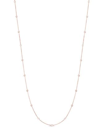 Suzy Levian 14K Rose Gold 1.00 Ct. Tw. Diamond Station Necklace