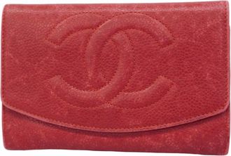 Chanel Red Color Grained Calfskin Coin Purse/Coin Case (Pre-Owned)