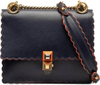 Fendi Borsa a tracolla Kan I piccola con orlo a smerlo 2010-2025 - Blu