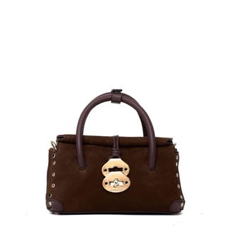 Zanellato Brown Structured Roll-Top Zashmere Handbag
