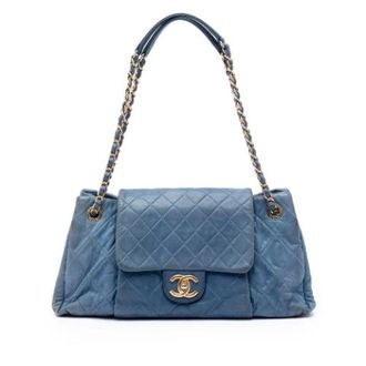 Chanel Pre-owned Quilted Flap Shoulder Bag - Dames - Pre-owned - Blauw - Maat: ONE Size Leer
