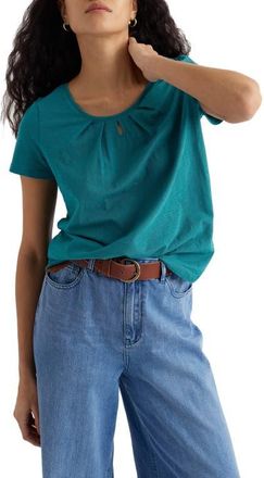 Seasalt Cornwall Appletree Keyhole Organic Cotton T-Shirt in Deep Dive at Nordstrom, Size 14 Us