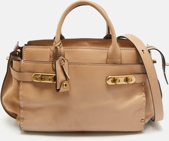 Coach Tan Leather And Suede Double Swagger Tote