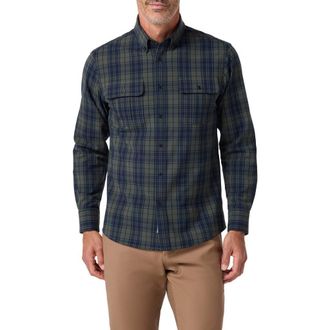 Mizzen+Main Upstate Plaid Flannel Button-Down Shirt in Olive Lucas Plaid at Nordstrom Rack, Size Small
