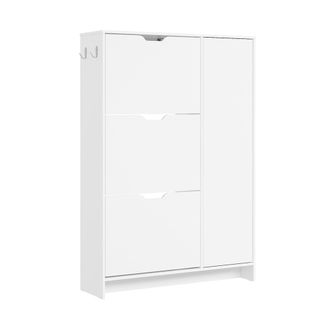 SoBuy Sobuy Armario Zapatero De 3 Cajones Blanco 84x24x121cm Moderno Fsr220-w