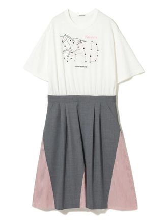 Undercover unicorn-print pleated dress - White
