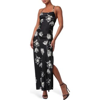 Lulus Cori Crossback Maxi Dress in Black Floral at Nordstrom Rack, Size X-Small