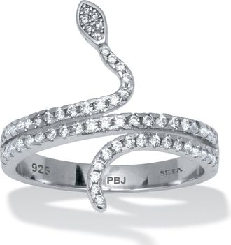 Palm Beach Jewelry 0.40 TCW Cubic Zirconia Sterling Silver Snake Ring