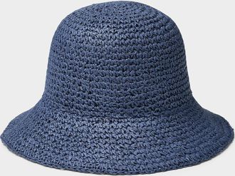 Simons Womens Crocheted paper straw cloche hat