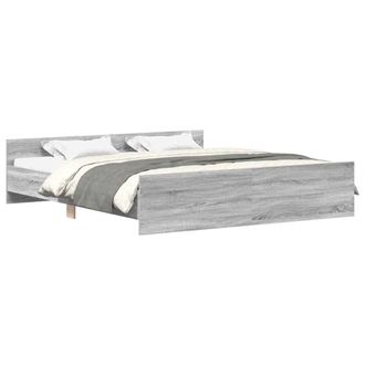 Berkfield Home Bed Frame with Headboard & Footboard Grey Sonoma 180x200 cm Sup | Size: Super King