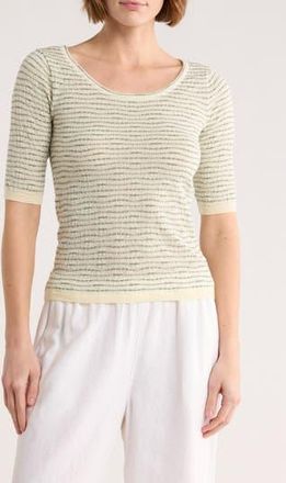 Max Studio Pattern Elbow Sleeve Sweater in Ivory/Seamist at Nordstrom Rack, Size X-Small