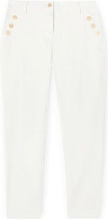 Motivi Regular broek met metalen knopen - Dames - Slim Fit Broeken - Wit - M - Katoen - Broeken