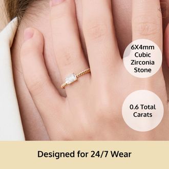 MAX + STONE Solid 10k Gold Emerald Cut 1 Carat Twisted Band Cubic Zirconia Engagement Ring