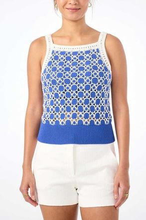 Trina Turk Suez Geometric Knit Cami in Cobalt Cove/whitewash at Nordstrom, Size X-Small