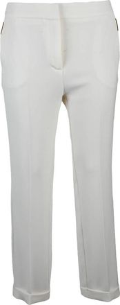 Simona Corsellini Slim-fit Broeken - Dames - Slim Fit Broeken - Wit - L - Leer - Broeken