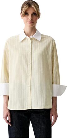 Barbour Camisa Avon de Manga Larga Relajada a Rayas - Blouses & Shirts - Mujer - Beige - L