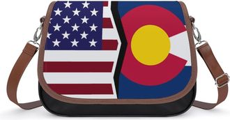 Generic US & Colorado State Flag Fashion Womens Crossbody Bags Novelty Handbag Shoulder Bag Purse