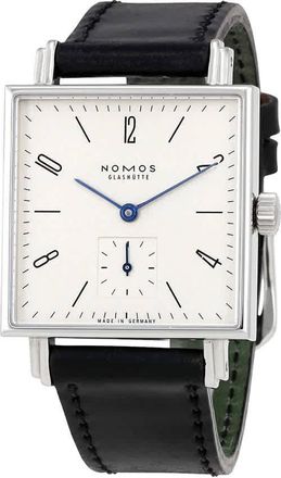 NOMOS Glash&uuml;tte Tetra White Dial Black Leather Ladies Watch 406