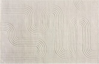 Vente-Unique Alfombra en relieve 100% lana tufted a mano motivo abstracto - 200 x 290 cm - Marfil - LISANDRA