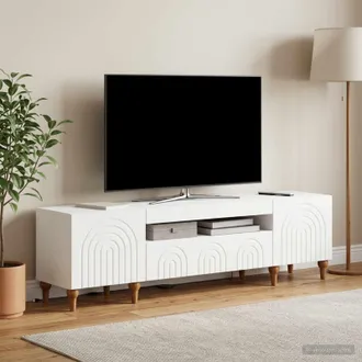 vidaXL Vidaxl Mobile Tv Led Bianco Legno Ingegnerizzato