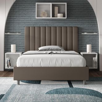 Les Tendances Les Tendances - Letto Matrimoniale Francese Con Rete Imbottito 140x200 Similpelle Cappuccino Agueda