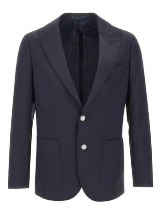 Barba peaked-lapels button-fastening blazer - Blauw