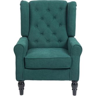 HOMCOM Poltrona Elegante in Stile Francese con Cuscini Verde Scuro