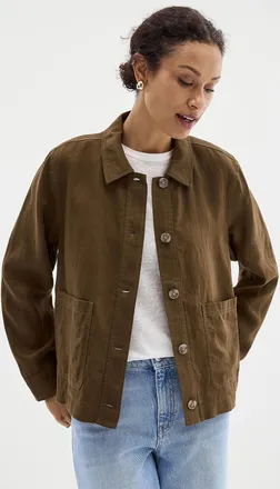 Contemporaine Womens Patch pockets pure linen jacket