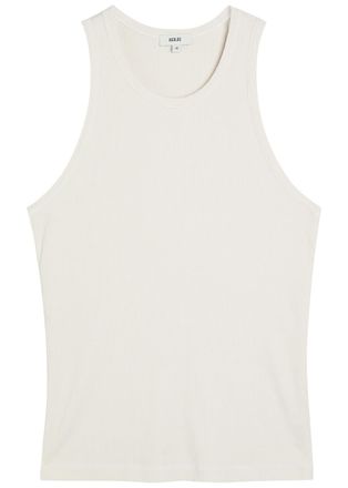 A Gold E Agolde Viggo Ribbed Cotton Tank top - Light Grey - L