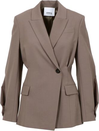 Erika Cavallini Semi Couture Enkelrijig Jasje - Dames - Blazers - Grijs - S - Wol - Jassen